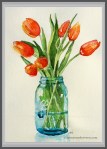 Tulips in Blue Vase
